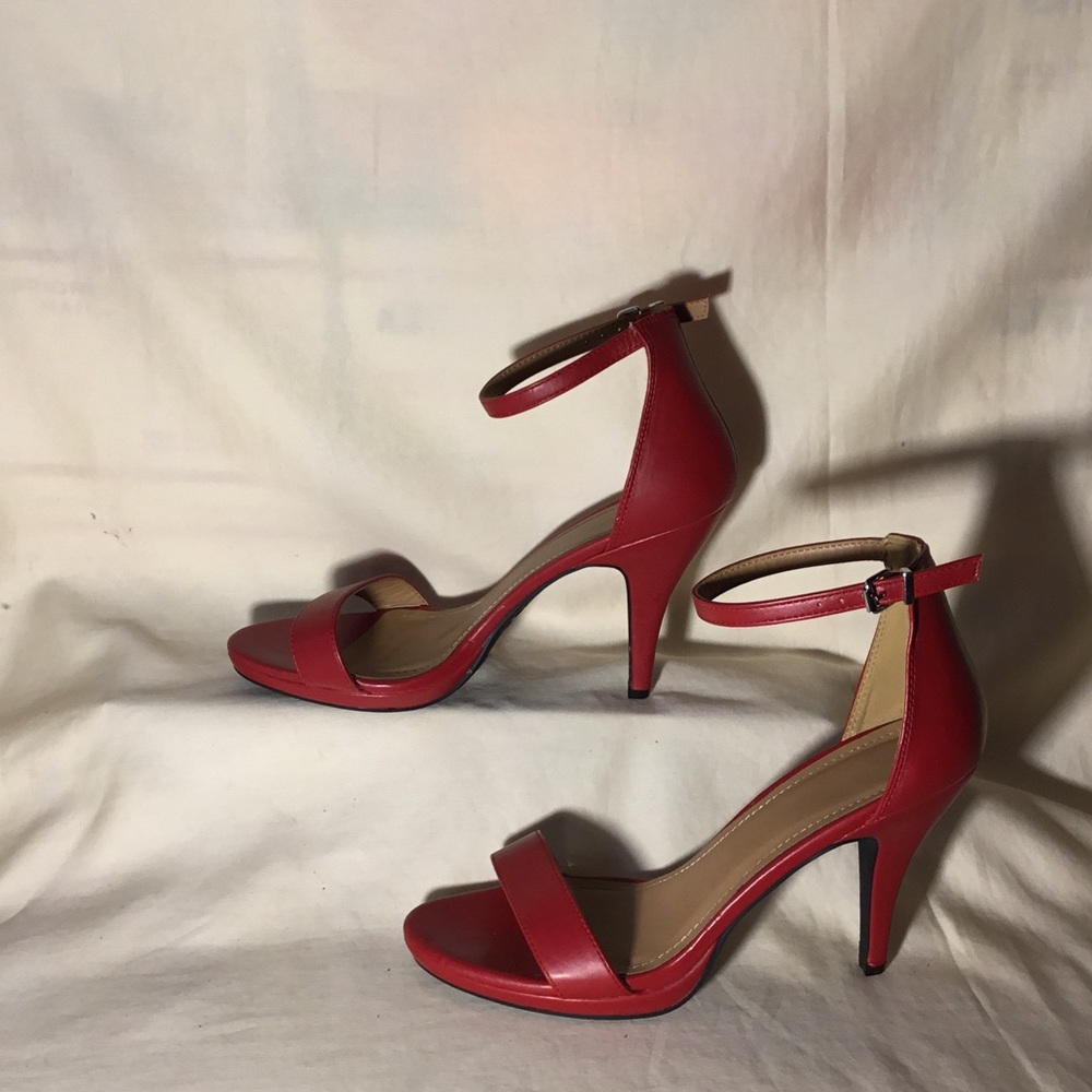 Red Ankle-Strap High Heel Sandals for Women